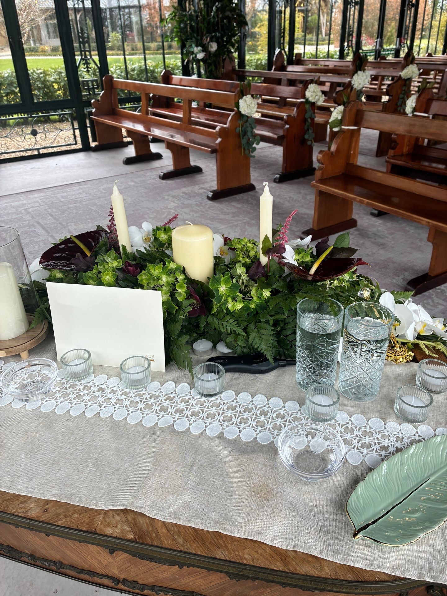 Wedding ceremony setup at The Old Rectory Killyman featuring unity candles, ritual elements and bespoke styling by Timeless Ceremonies Wedding ceremony setup at The Old Rectory Killyman featuring unity candles, ritual elements and bespoke styling by Timeless Ceremonies